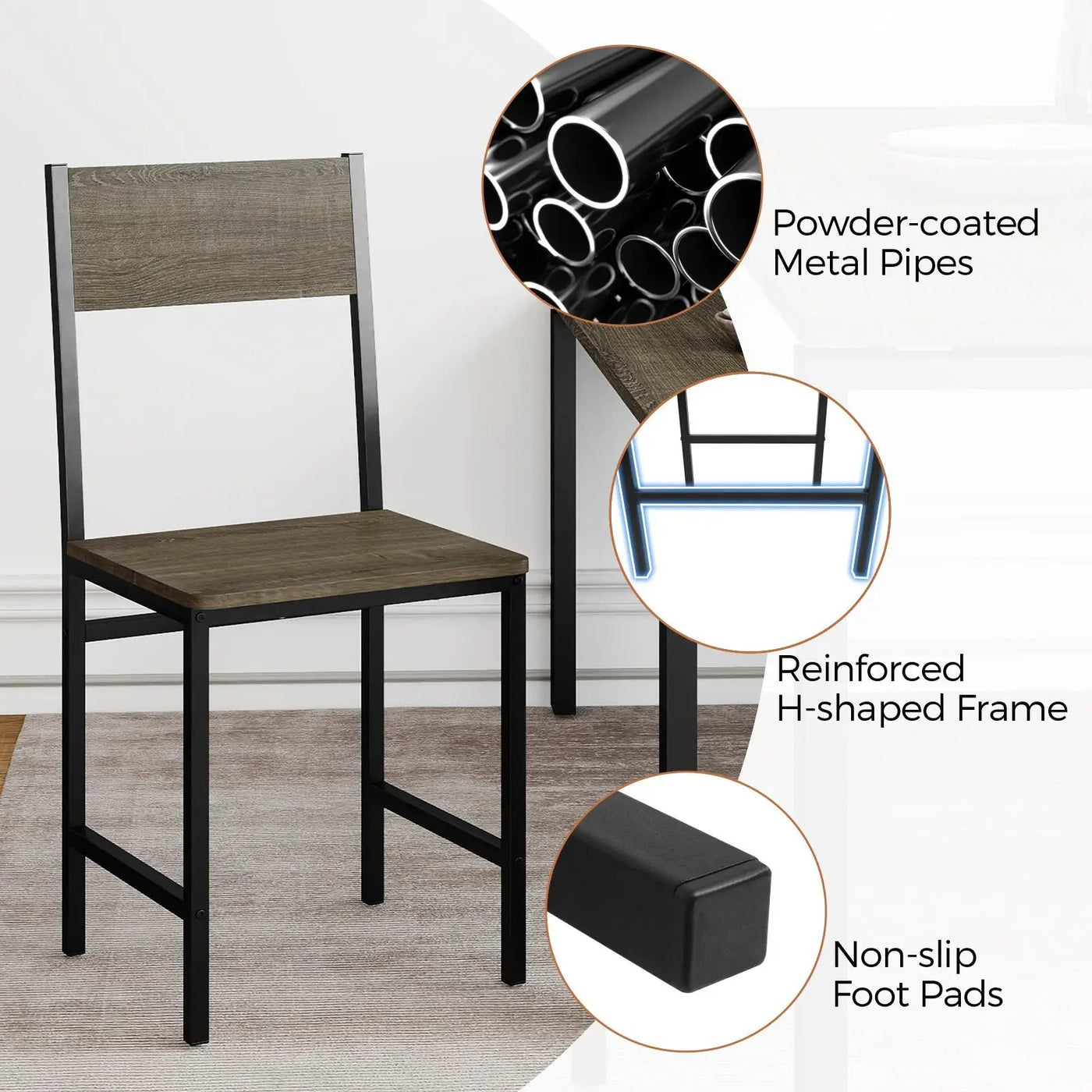 Set of 4 Dining Chairs with Metal Legs and Slanted Back by DirectDeals