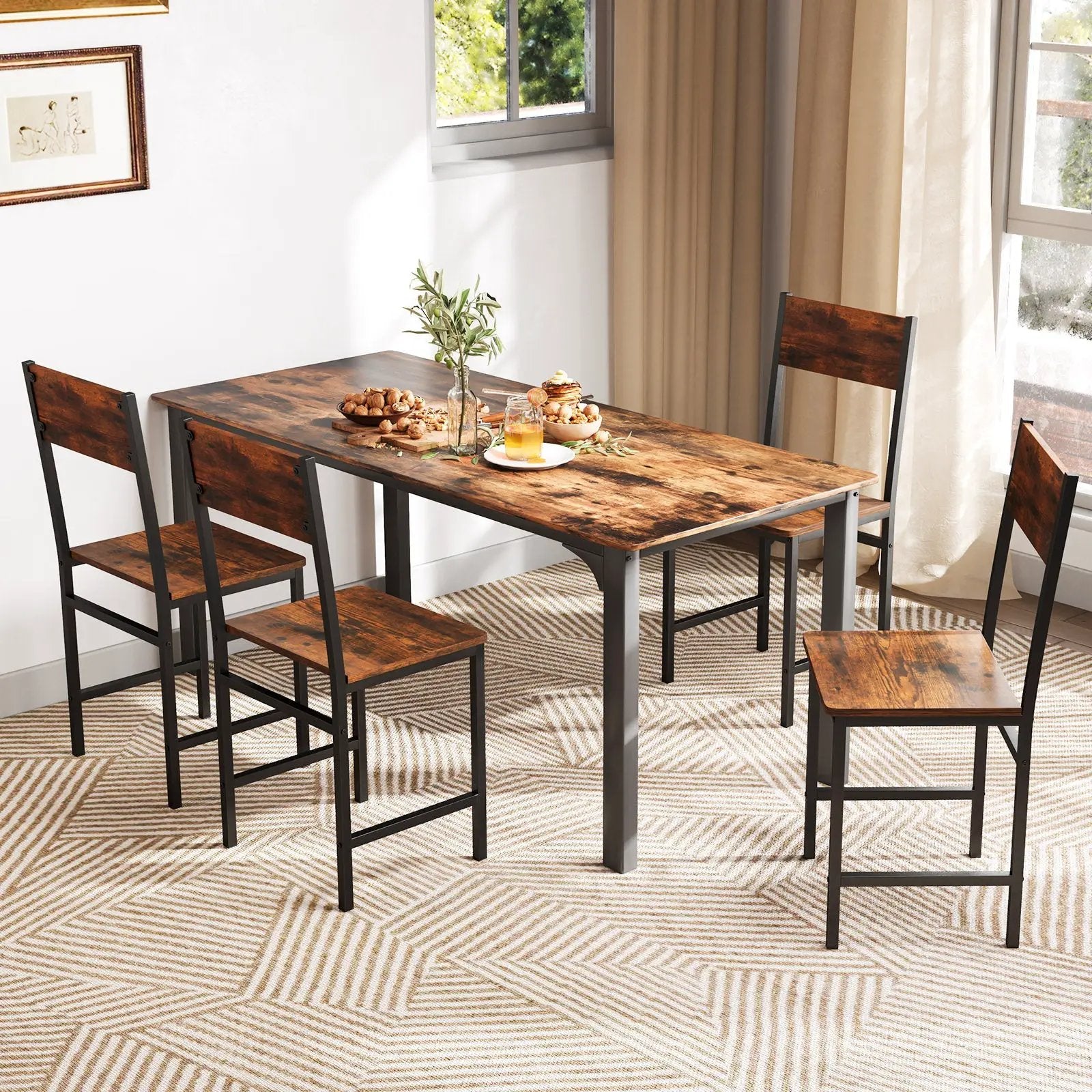 Set of 4 Dining Chairs with Metal Legs and Slanted Back by DirectDeals