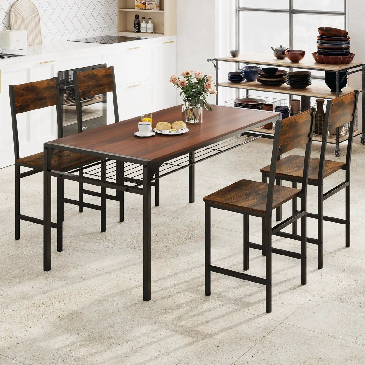 Set of 4 Dining Chairs with Metal Legs and Slanted Back by DirectDeals
