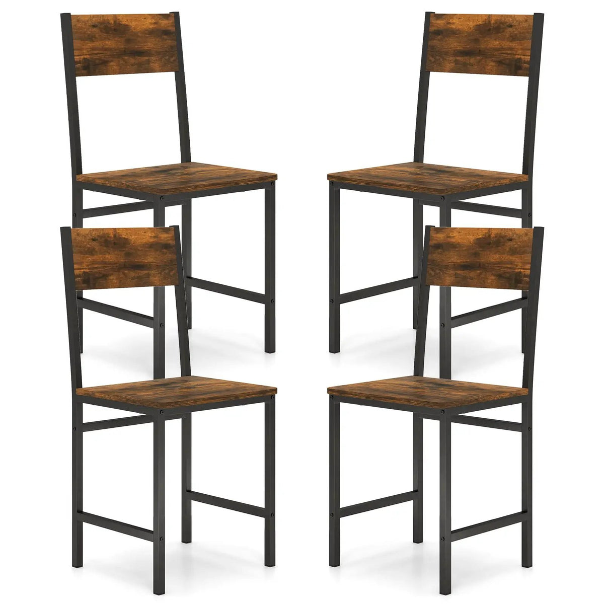 Set of 4 Dining Chairs with Metal Legs and Slanted Back by DirectDeals