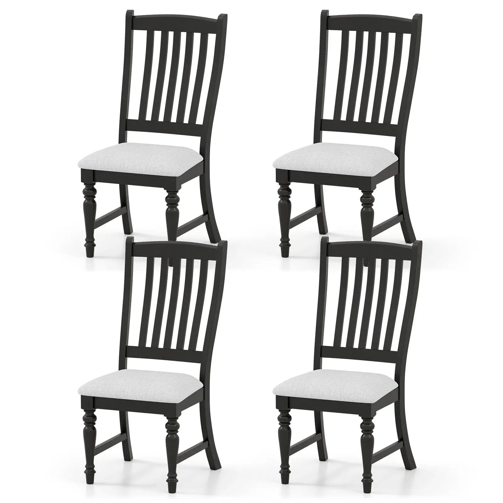 Set of 4 Dining Chairs Kitchen Side Chair with Solid Wood Legs-Black by DirectDeals