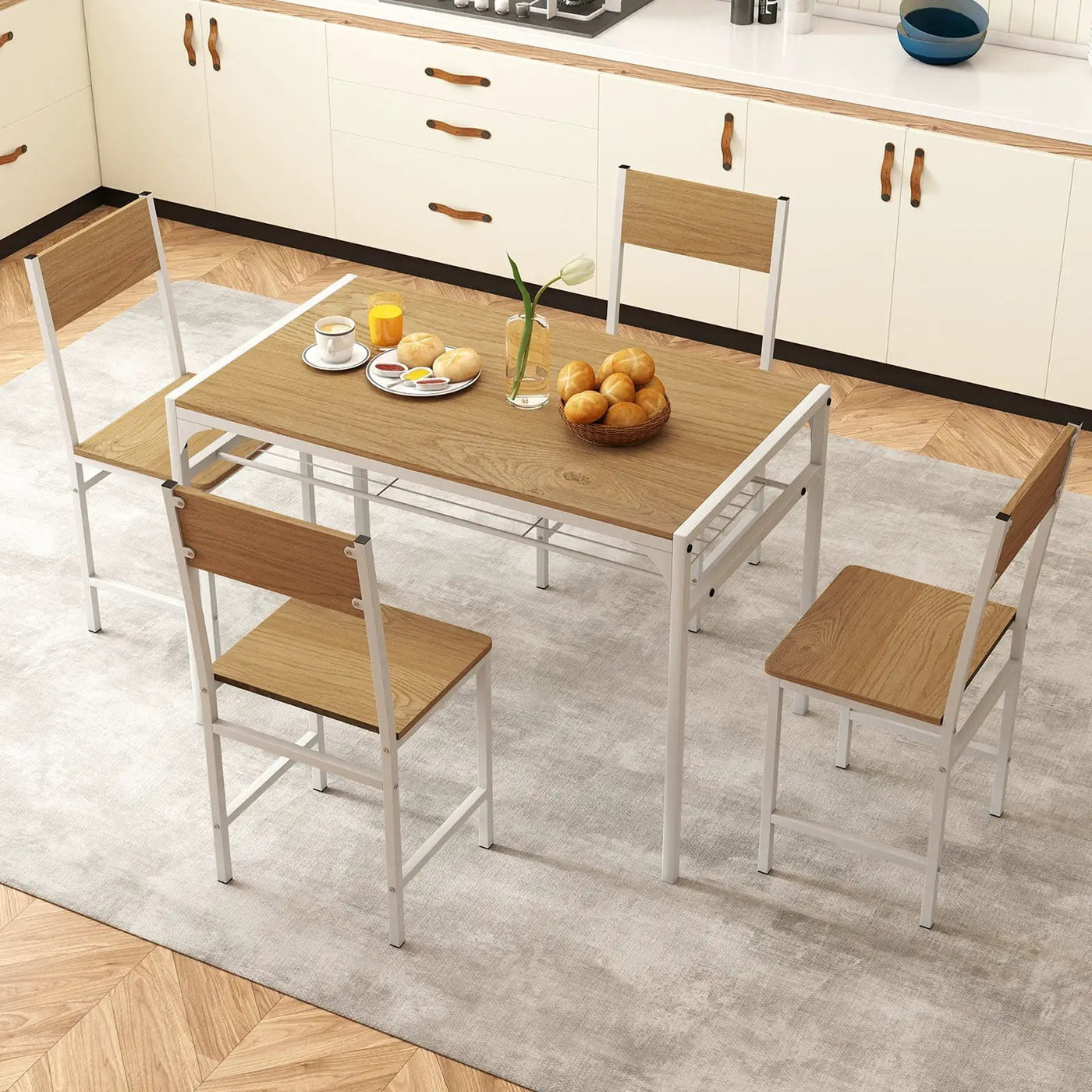 Set of 4 Dining Chairs with Metal Legs and Slanted Back by DirectDeals