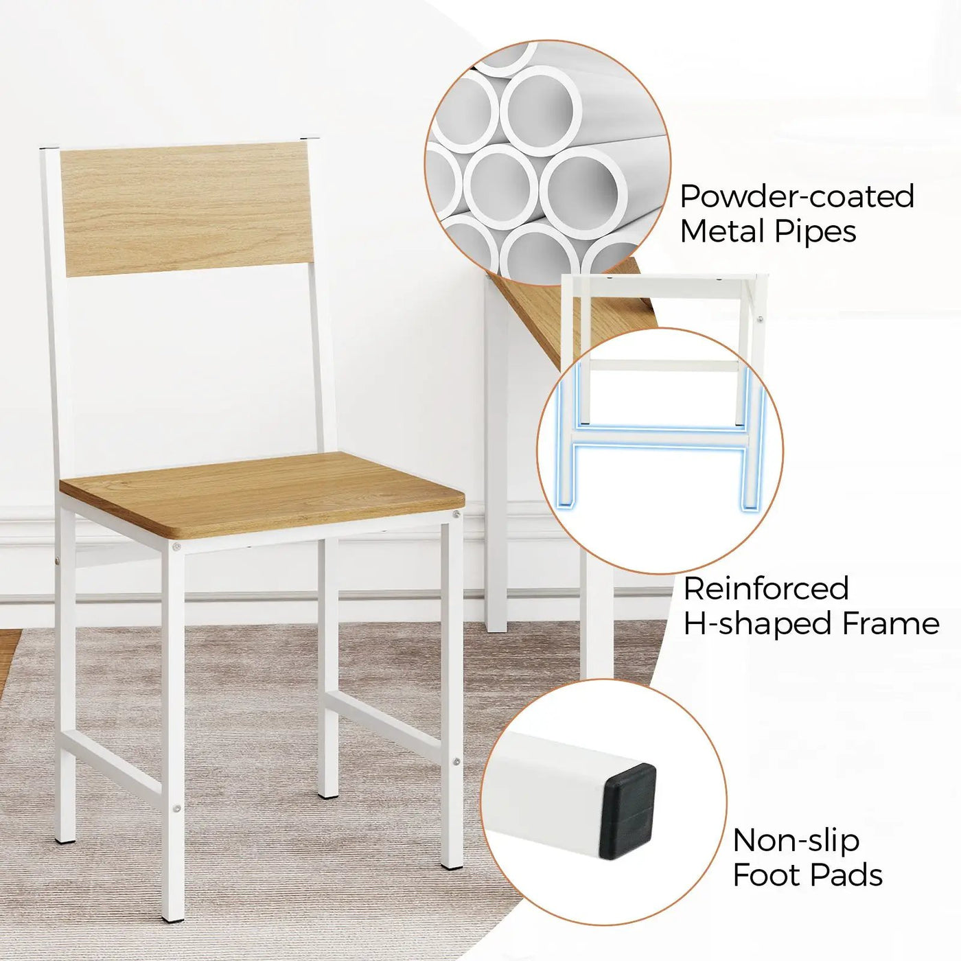 Set of 4 Dining Chairs with Metal Legs and Slanted Back by DirectDeals