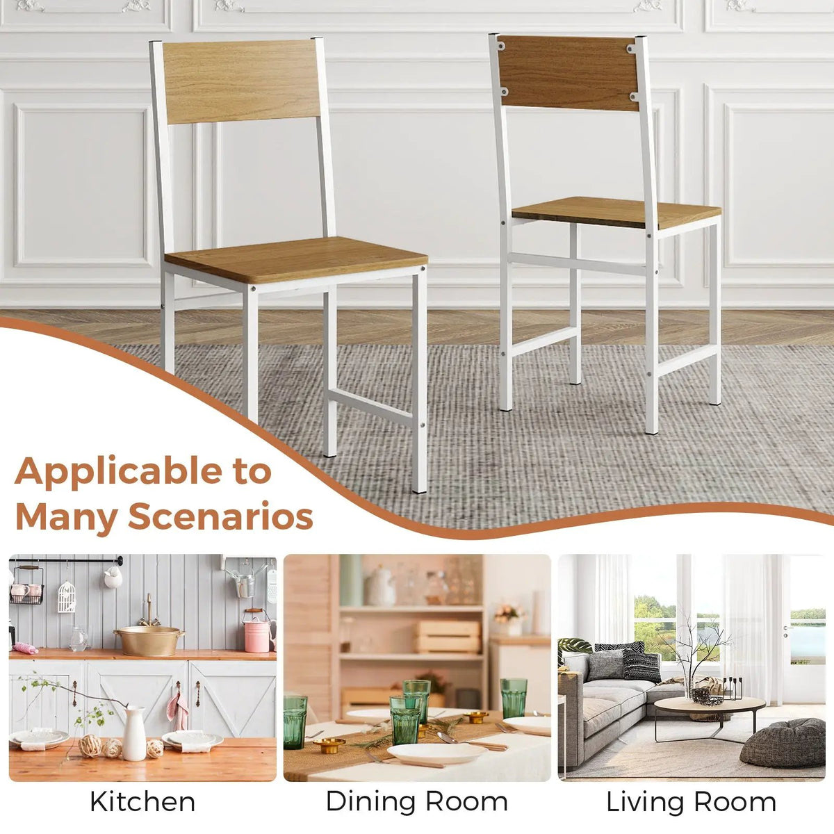 Set of 4 Dining Chairs with Metal Legs and Slanted Back by DirectDeals