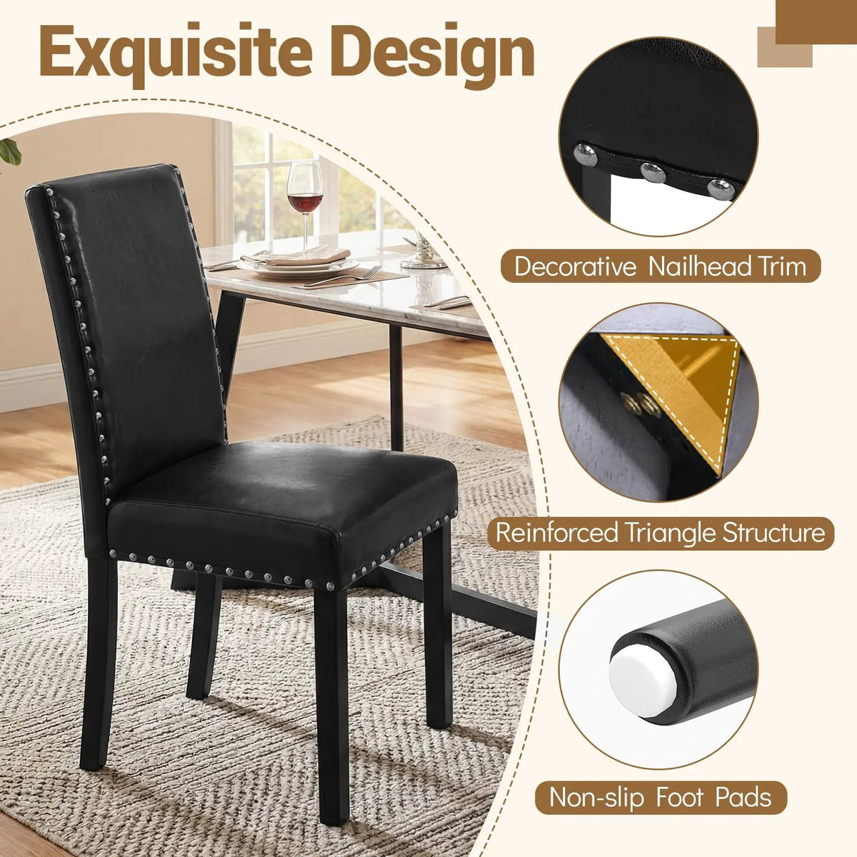 Set of 4 Dining Chairs with Solid Rubber and Wood Legs by DirectDeals