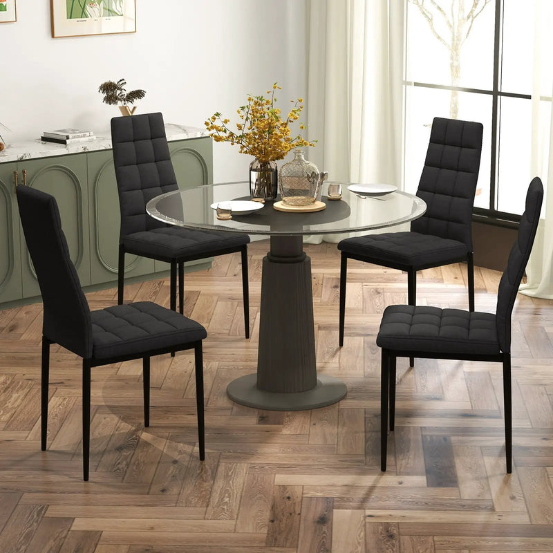 Set of 4 Fabric Dining Chairs Set with Upholstered Cushion and High Back by DirectDeals