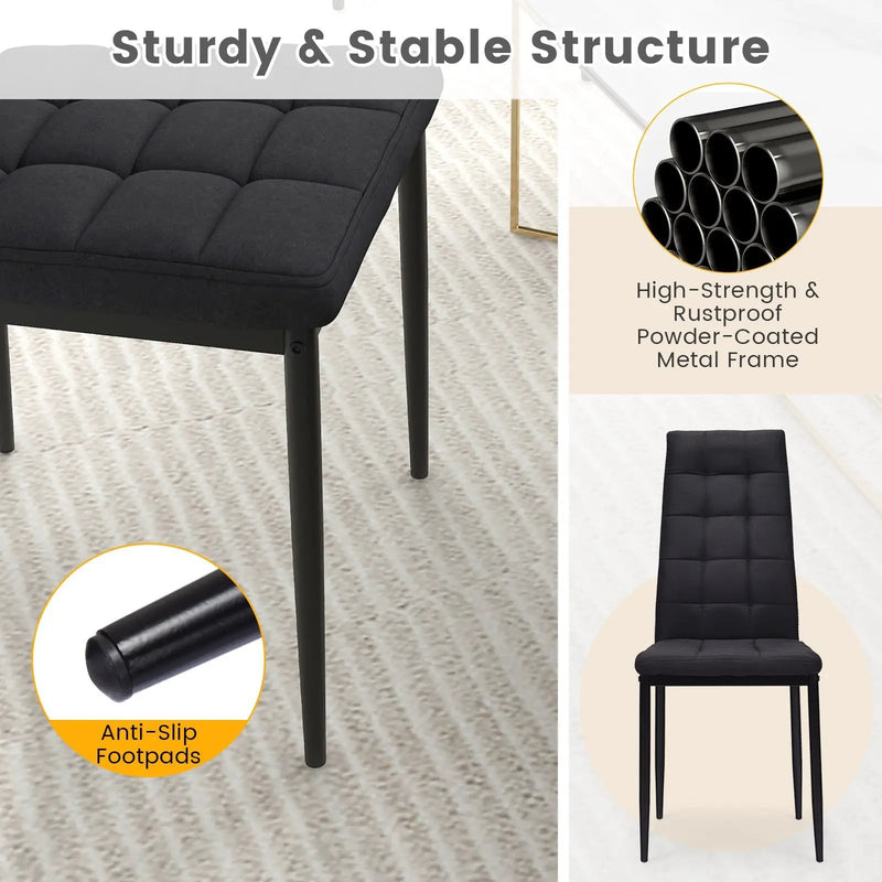 Set of 4 Fabric Dining Chairs Set with Upholstered Cushion and High Back by DirectDeals