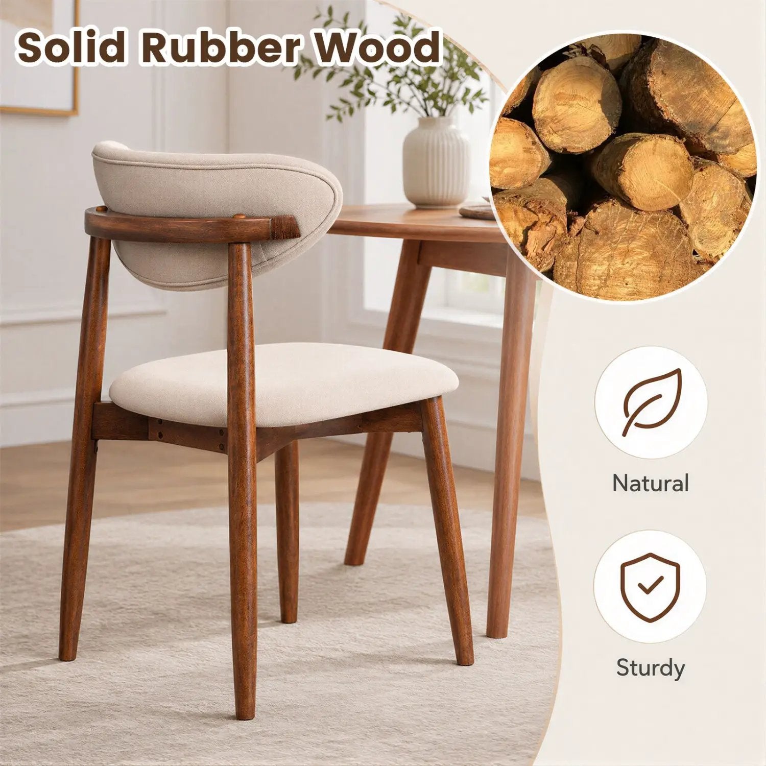 Upholstered Dining Chairs Set of 4 with Curved Backs by DirectDeals