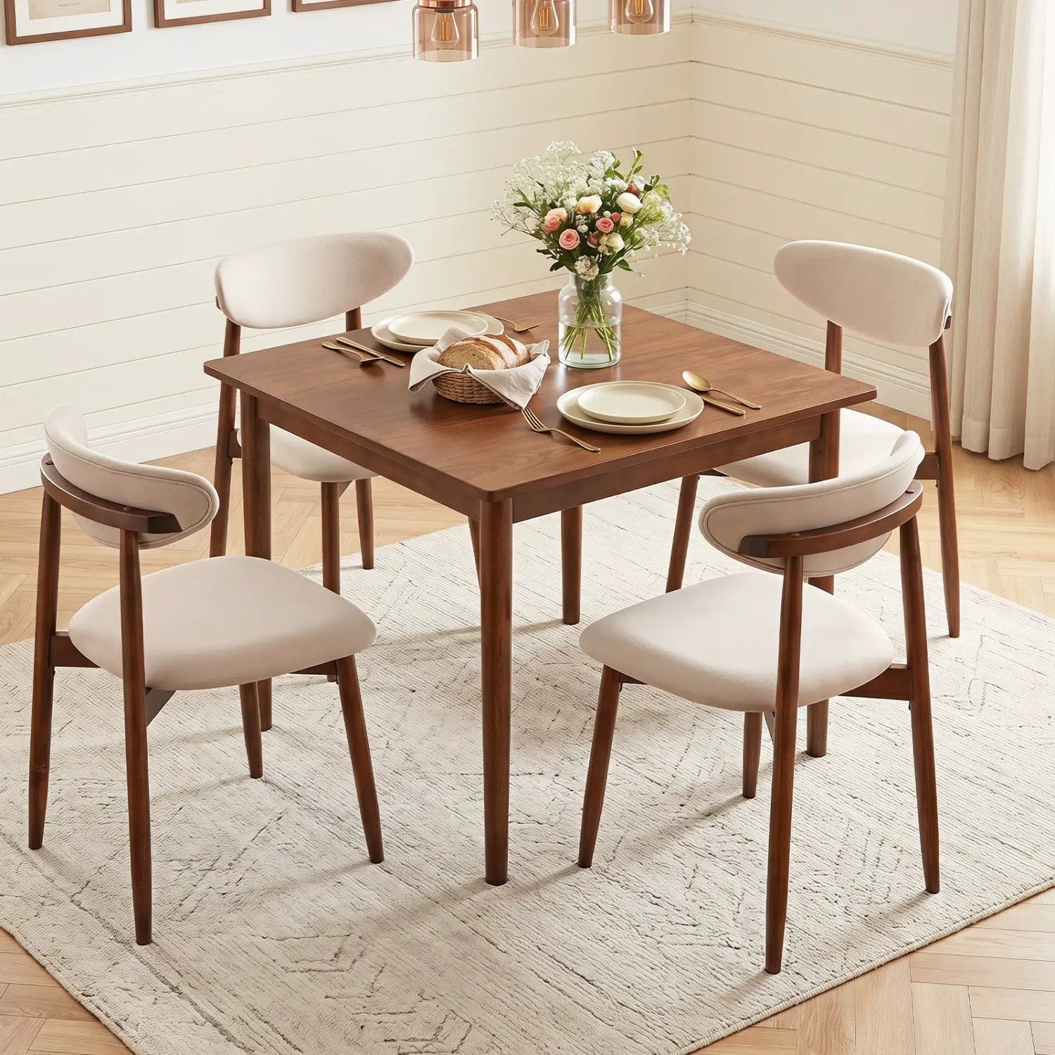 Upholstered Dining Chairs Set of 4 with Curved Backs by DirectDeals