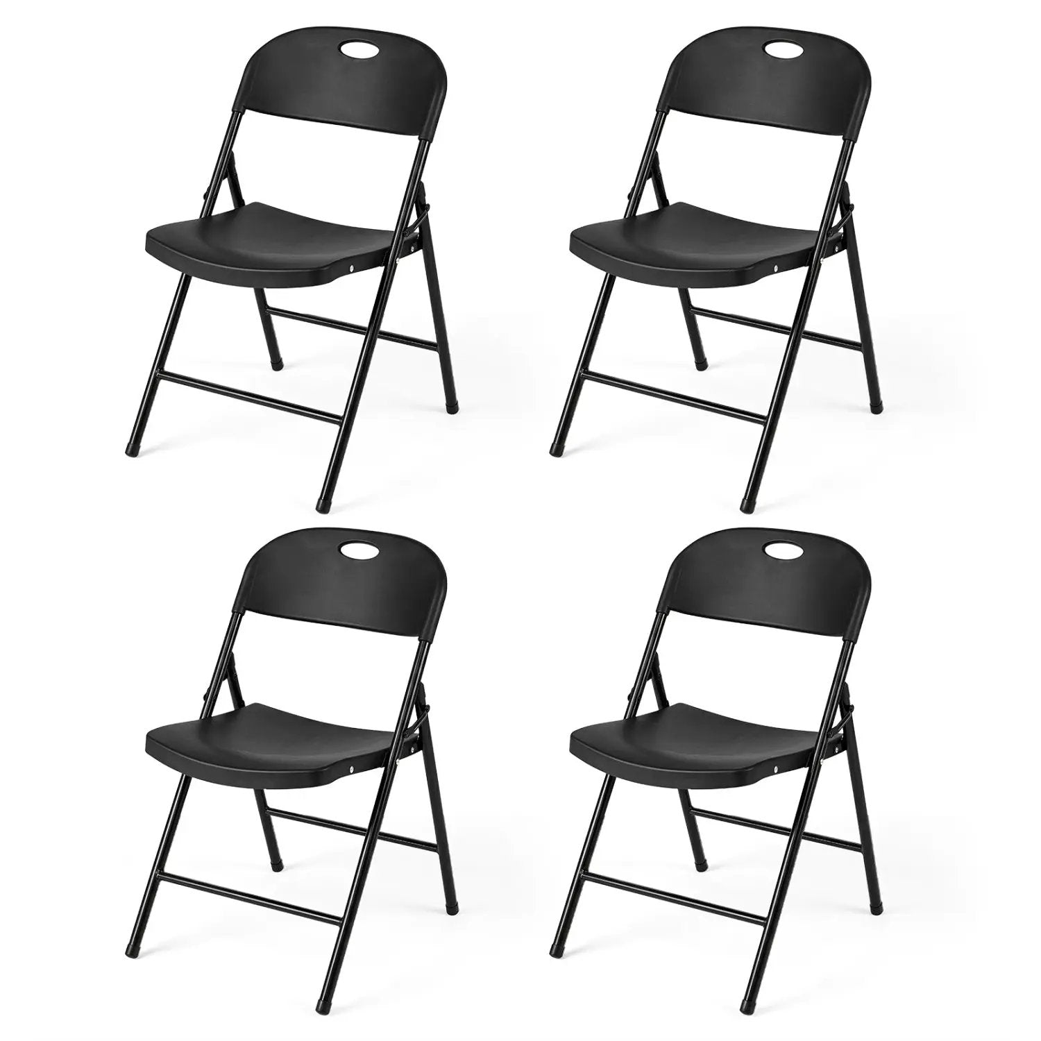 Foldable Plastic Dining Chairs Set of 4 with Ergonomic Backrest by DirectDeals