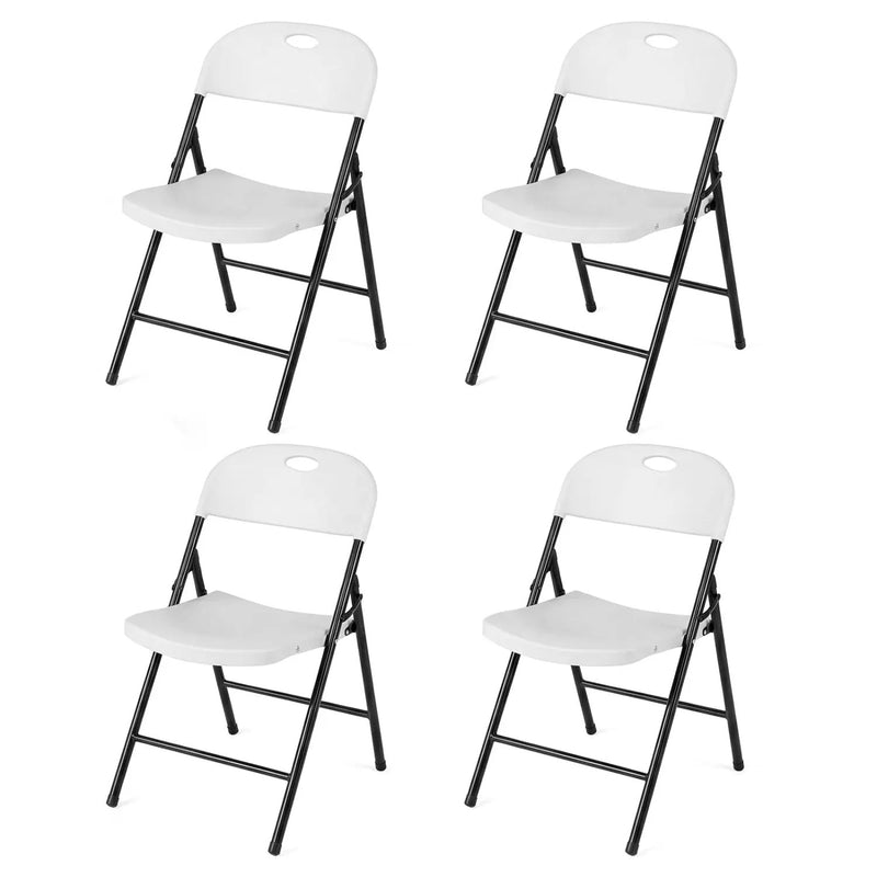 Foldable Plastic Dining Chairs Set of 4 with Ergonomic Backrest by DirectDeals