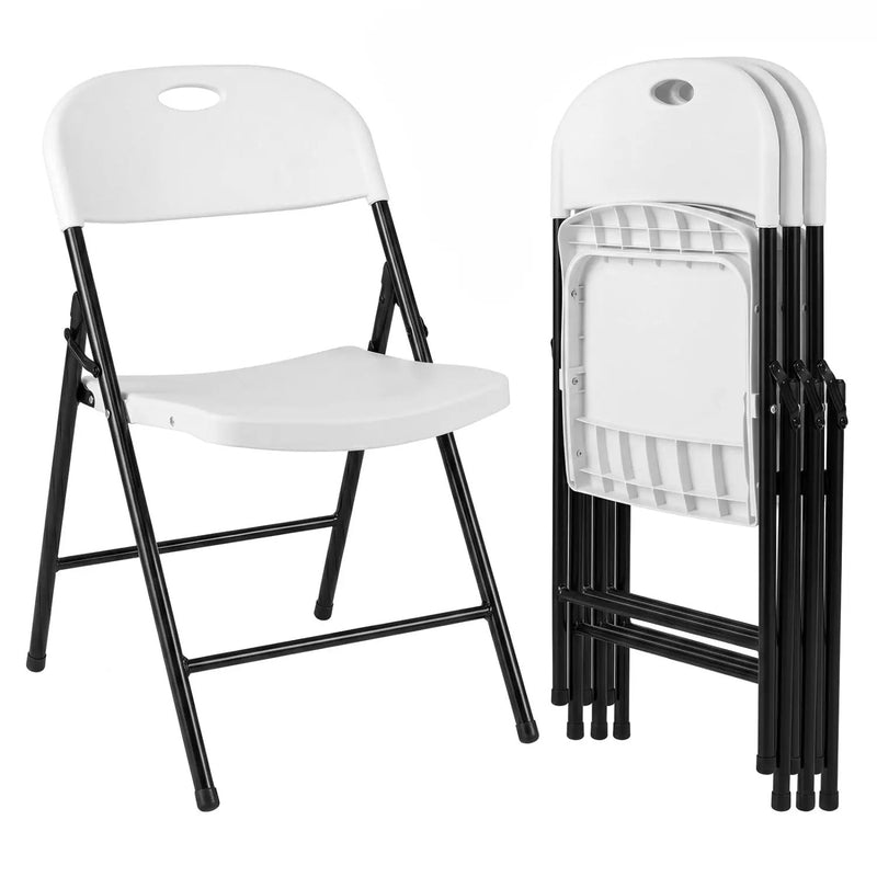 Foldable Plastic Dining Chairs Set of 4 with Ergonomic Backrest by DirectDeals