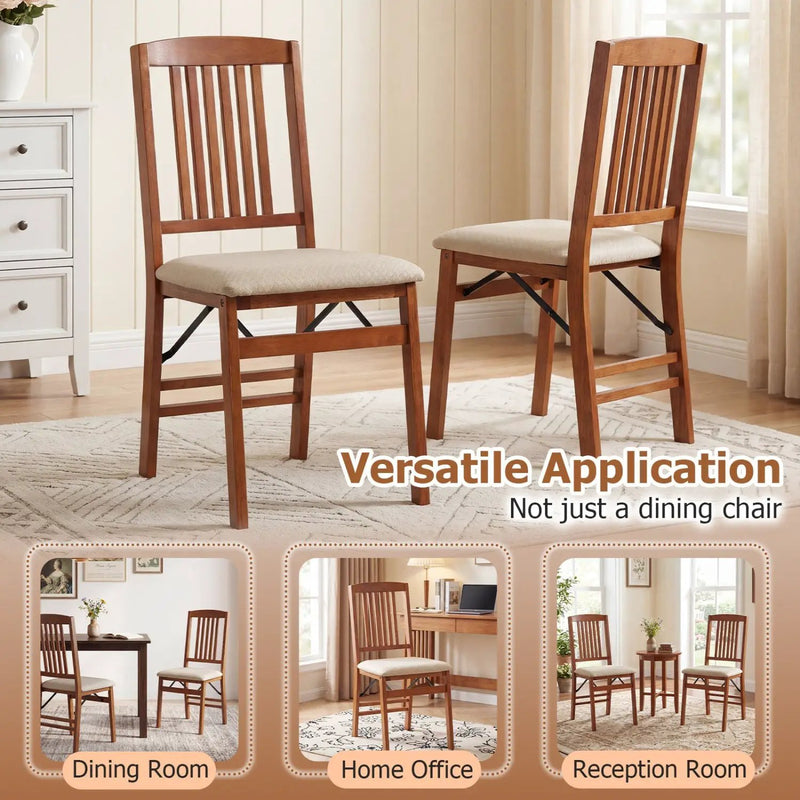 Set of 4 Foldable Upholstered Kitchen Chairs with Padded Seat by DirectDeals