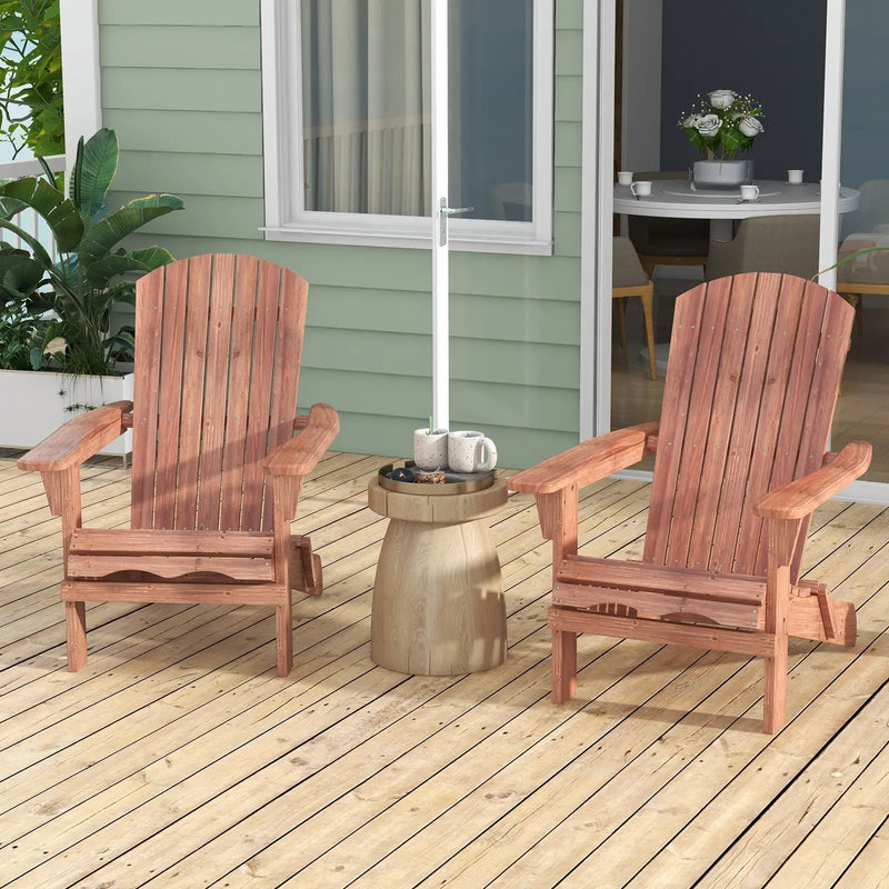 Folding Adirondack Chair Set of 2 with High Backrest and Wide Armrests by DirectDeals