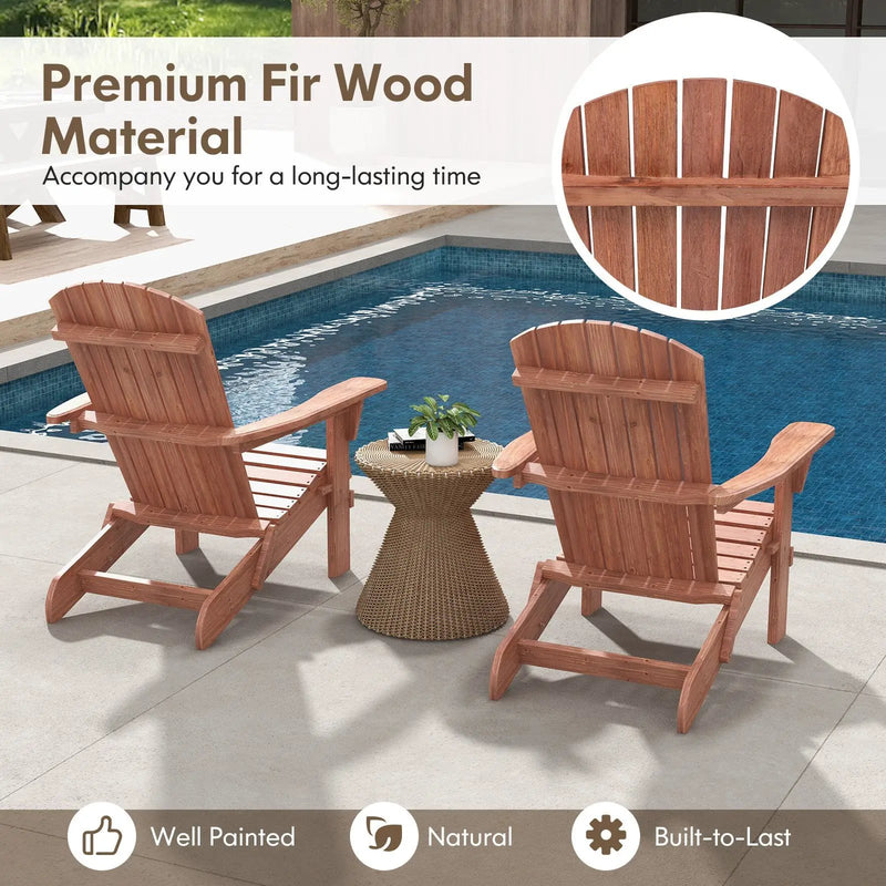 Folding Adirondack Chair Set of 2 with High Backrest and Wide Armrests by DirectDeals