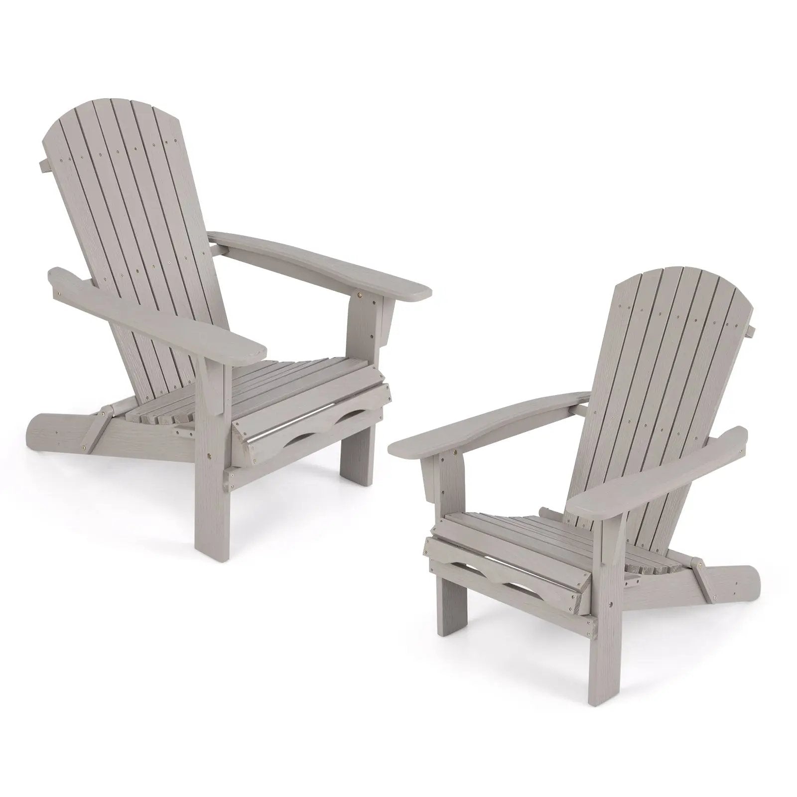 Folding Adirondack Chair Set of 2 with High Backrest and Wide Armrests by DirectDeals