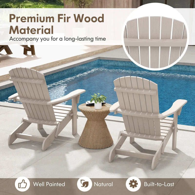 Folding Adirondack Chair Set of 2 with High Backrest and Wide Armrests by DirectDeals