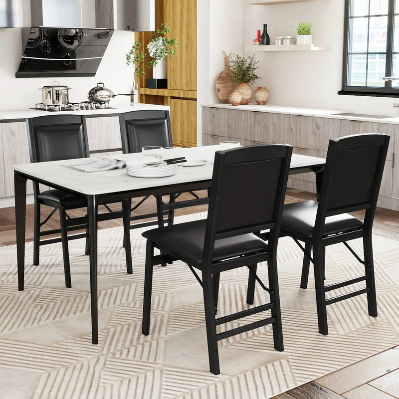 Set of 4 Folding Dining Chairs with Padded Seat and High Backrest by DirectDeals