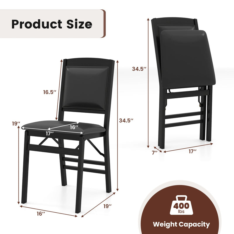 Set of 4 Folding Dining Chairs with Padded Seat and High Backrest by DirectDeals