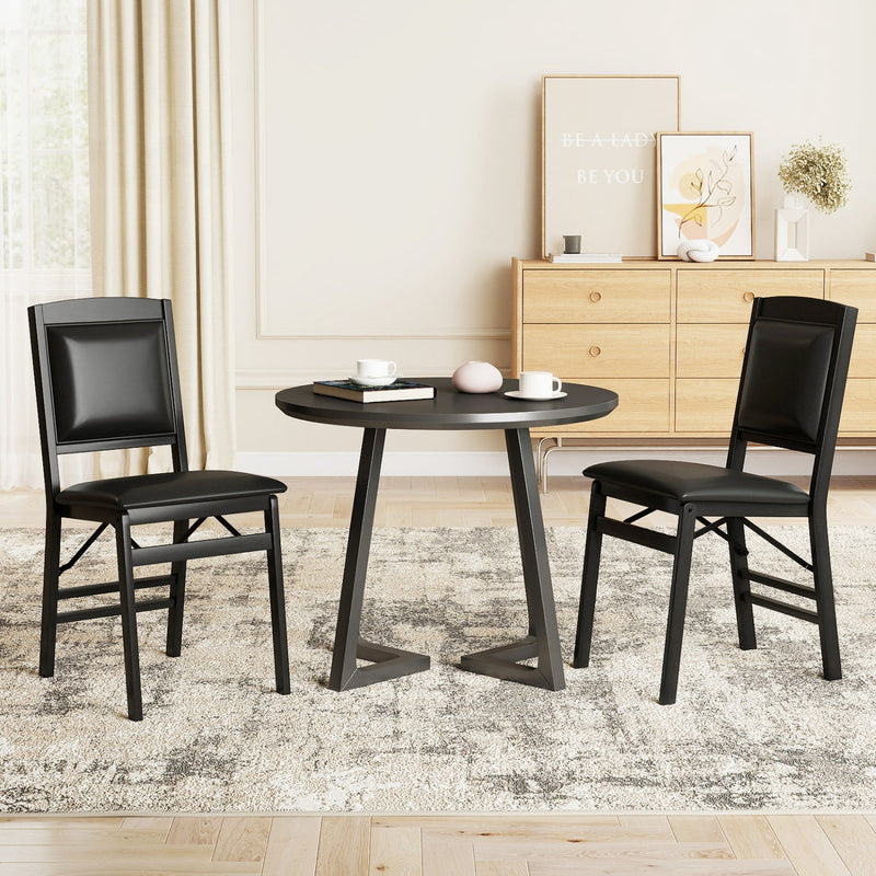 Set of 4 Folding Dining Chairs with Padded Seat and High Backrest by DirectDeals
