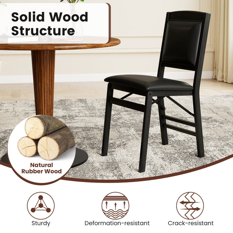 Set of 4 Folding Dining Chairs with Padded Seat and High Backrest by DirectDeals