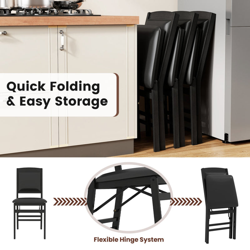 Set of 4 Folding Dining Chairs with Padded Seat and High Backrest by DirectDeals