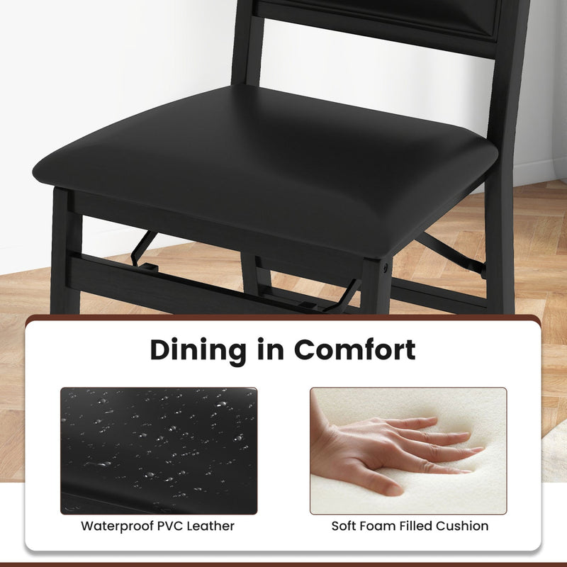 Set of 4 Folding Dining Chairs with Padded Seat and High Backrest by DirectDeals