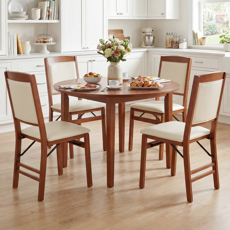 Set of 4 Folding Dining Chairs with Padded Seat and High Backrest by DirectDeals