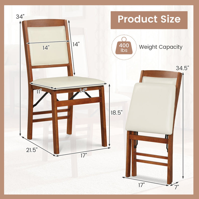 Set of 4 Folding Dining Chairs with Padded Seat and High Backrest by DirectDeals