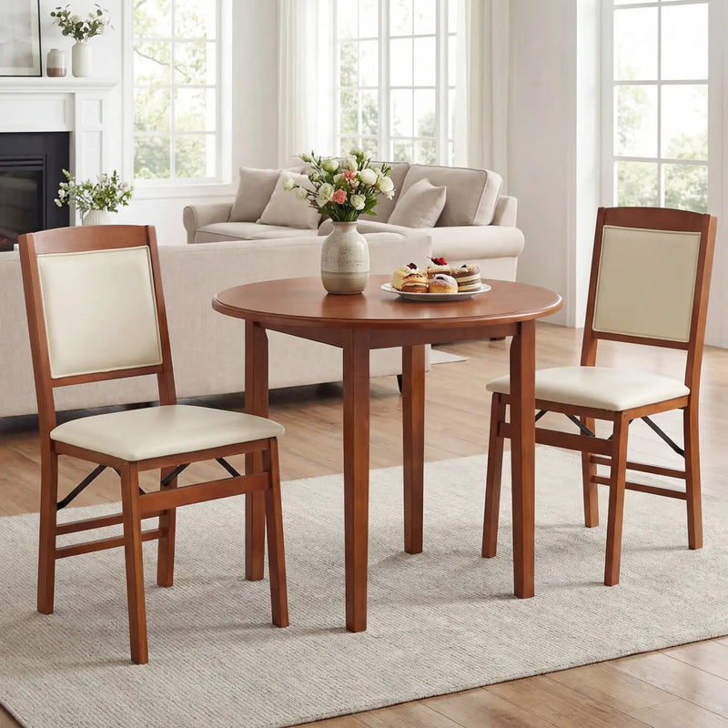 Set of 4 Folding Dining Chairs with Padded Seat and High Backrest by DirectDeals