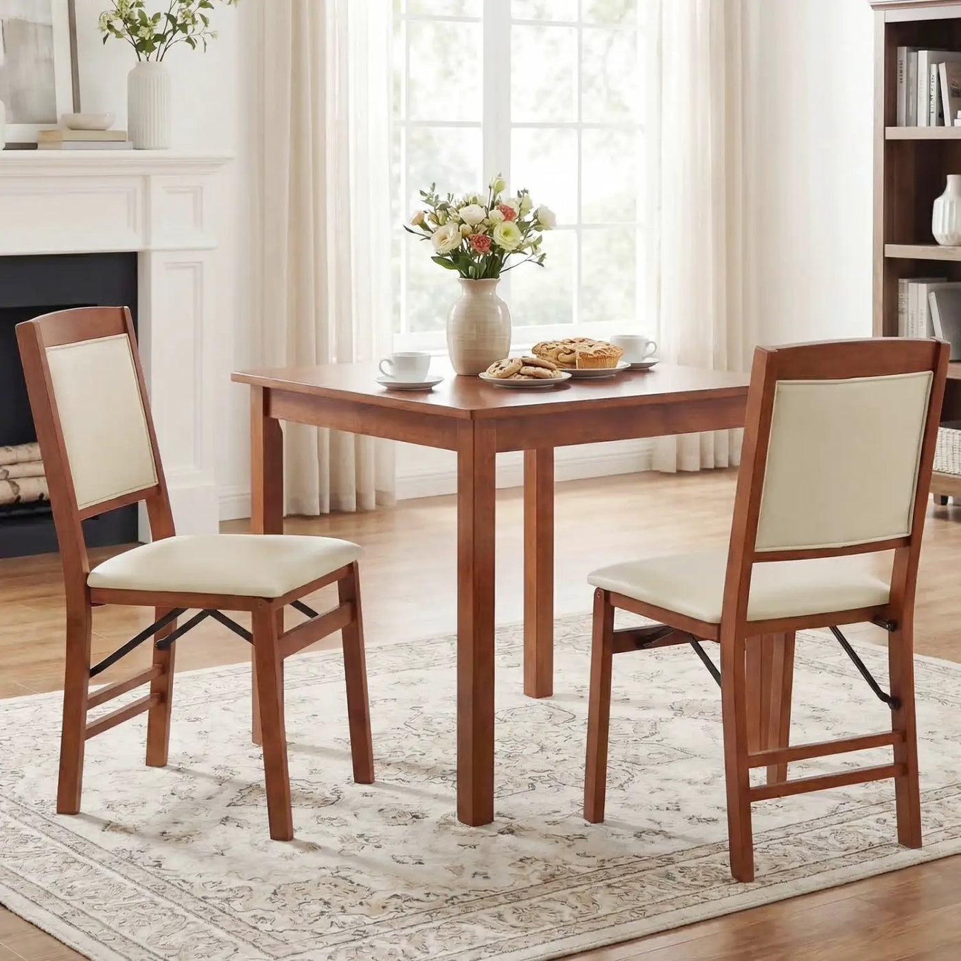 Set of 4 Folding Dining Chairs with Padded Seat and High Backrest by DirectDeals