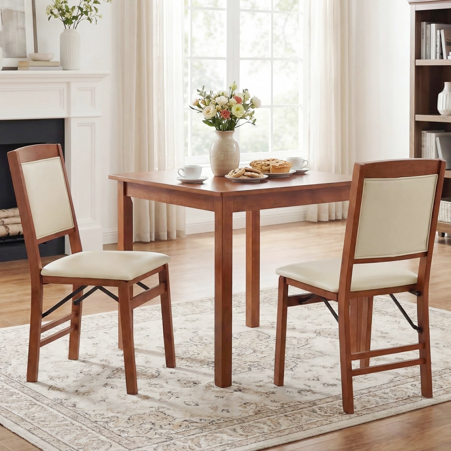Set of 4 Folding Dining Chairs with Padded Seat and High Backrest by DirectDeals
