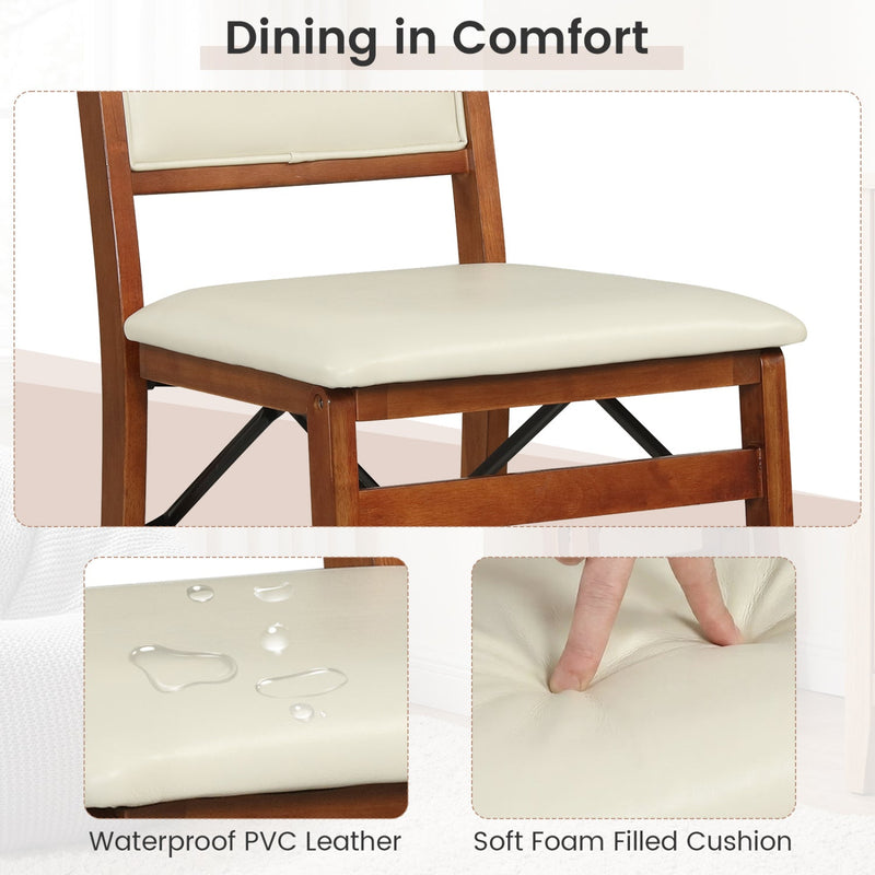 Set of 4 Folding Dining Chairs with Padded Seat and High Backrest by DirectDeals