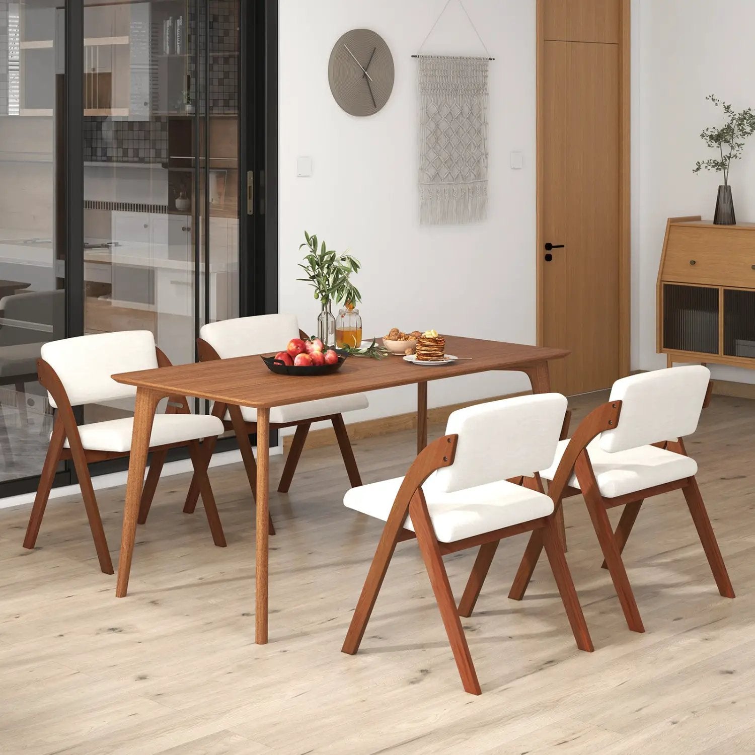 Set of 4 Folding Kitchen Dining Chairs with Rubber Wood Legs by DirectDeals