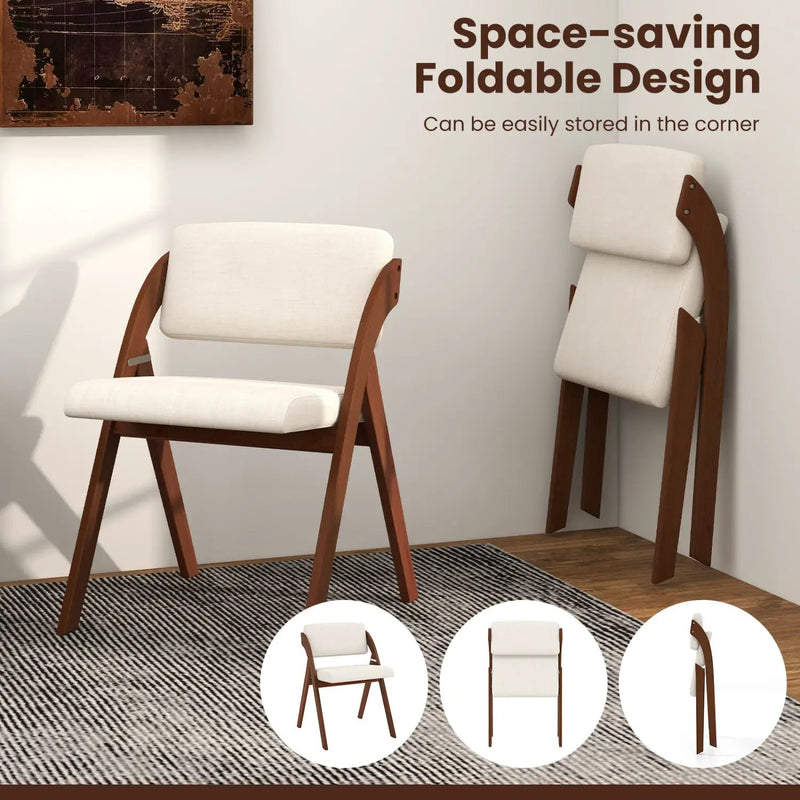 Set of 4 Folding Kitchen Dining Chairs with Rubber Wood Legs by DirectDeals