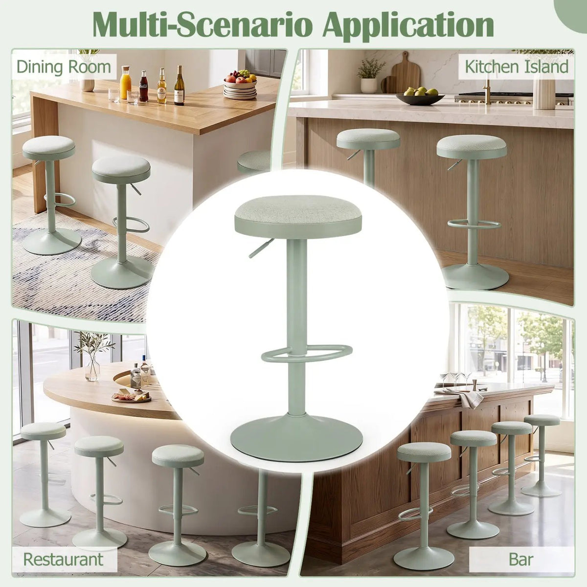 Adjustable Swivel Bar Stools Set of 4 with Padded Seats by DirectDeals