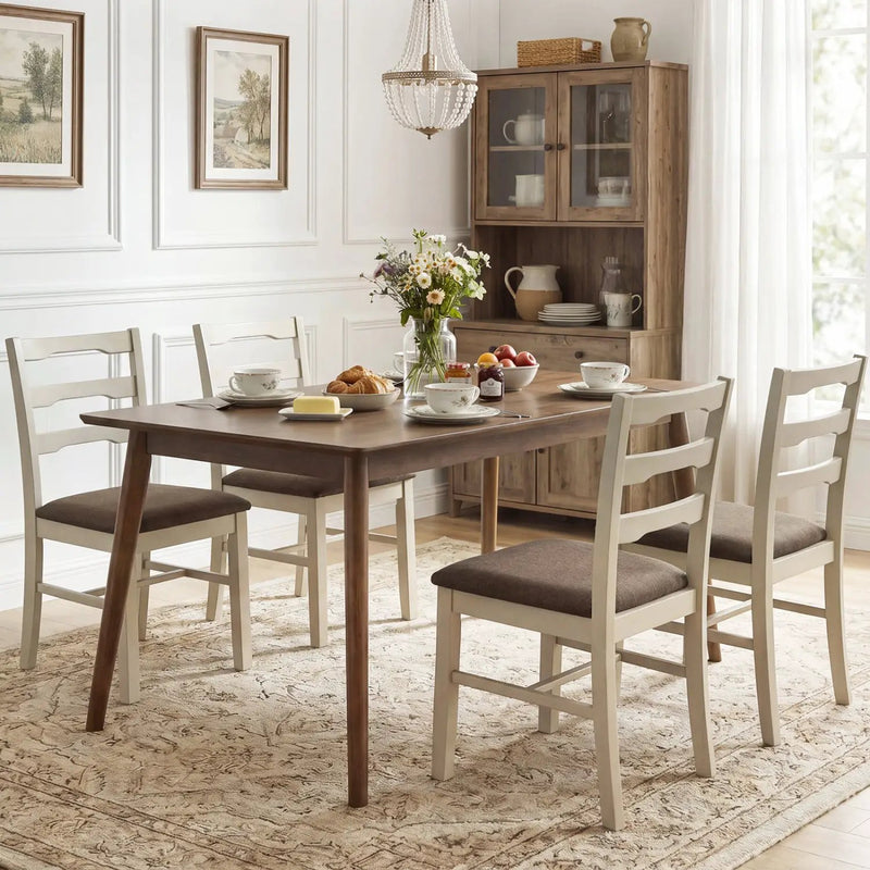 Upholstered Dining Chairs Set of 4 with Wood Frame by DirectDeals
