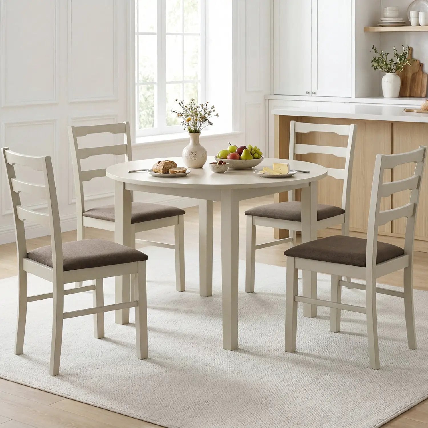 Upholstered Dining Chairs Set of 4 with Wood Frame by DirectDeals