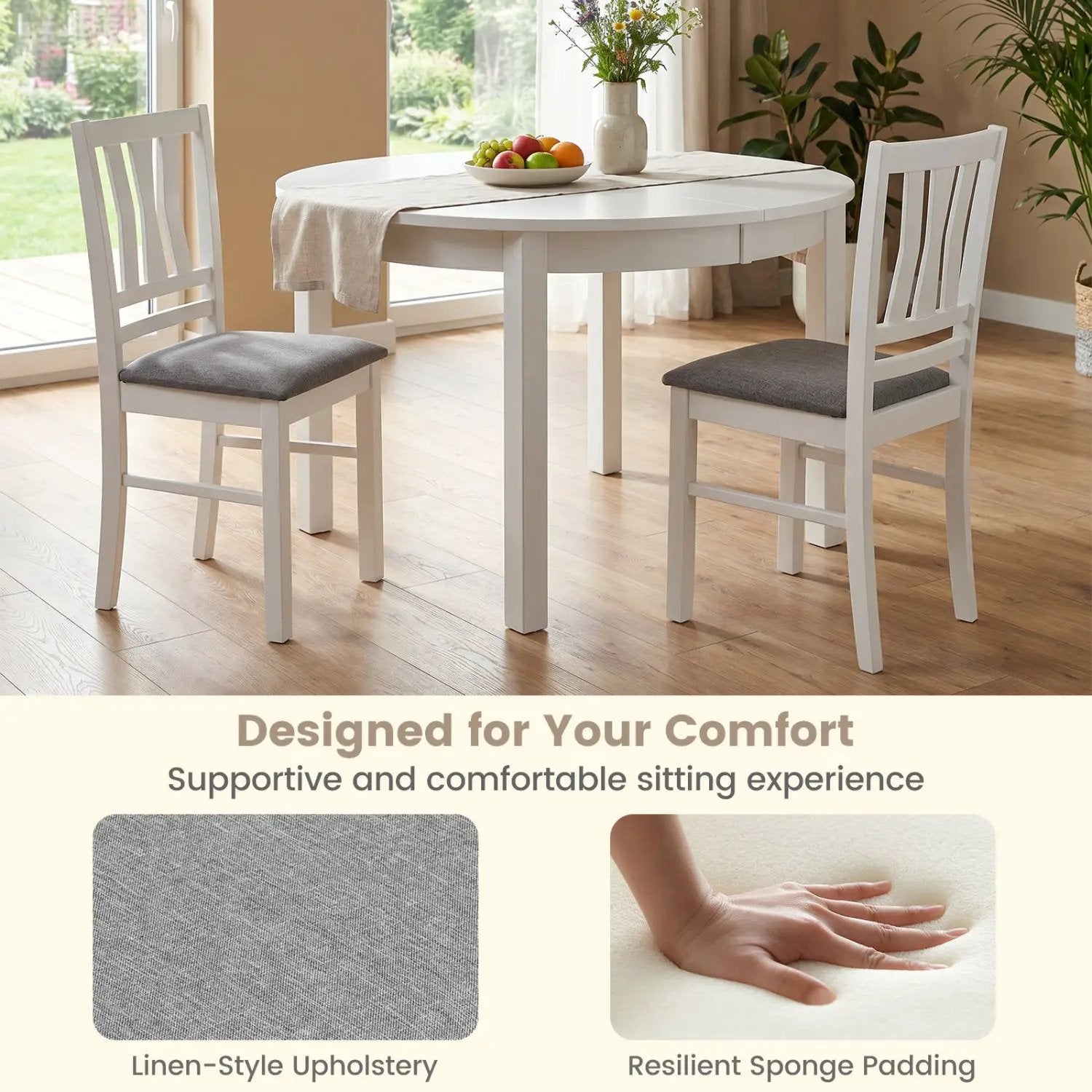 Upholstered Dining Chairs Set of 4 with Wood Frames by DirectDeals
