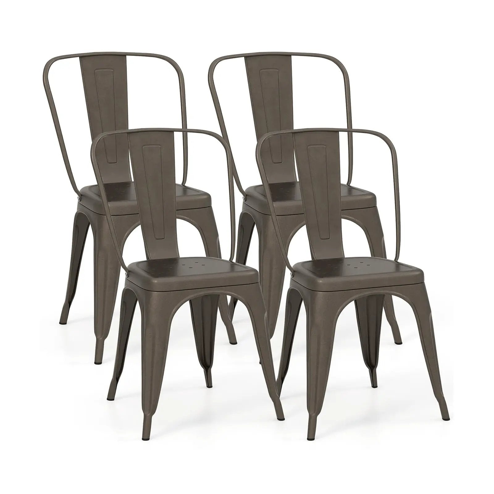 4 Pcs Modern Bar Stools with Removable Back and Rubber Feet-Gun by DirectDeals