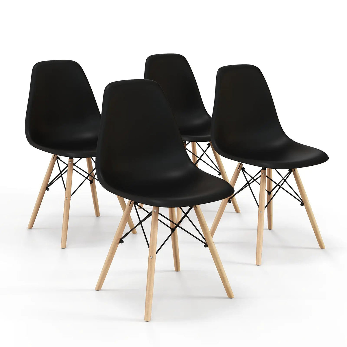 4 Pieces Modern Armless Dining Chair Set with Wood Legs by DirectDeals