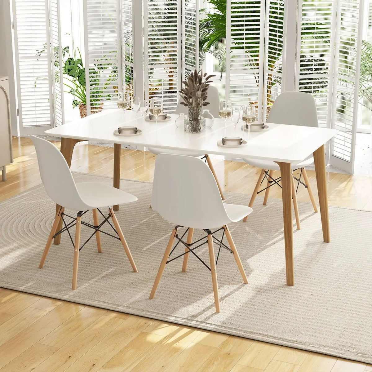 4 Pieces Modern Armless Dining Chair Set with Wood Legs by DirectDeals