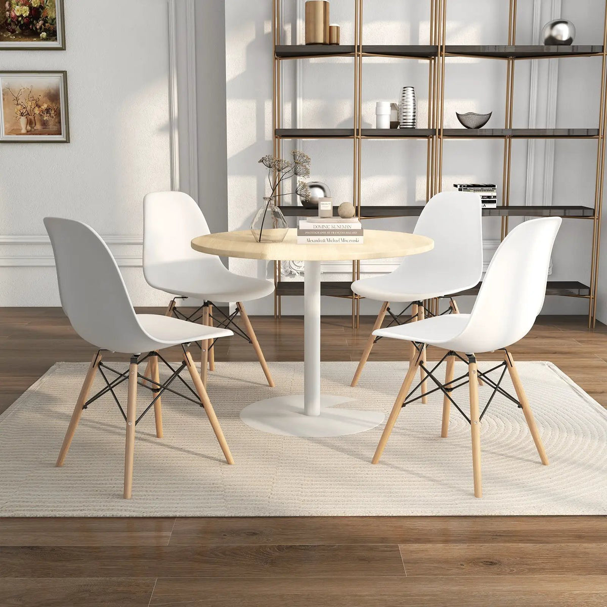 4 Pieces Modern Armless Dining Chair Set with Wood Legs by DirectDeals