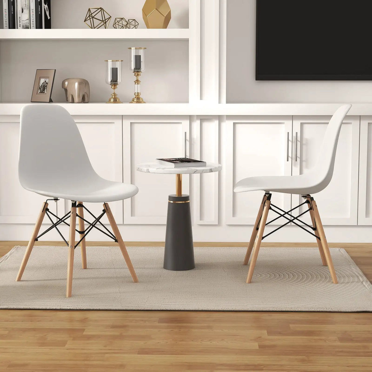 4 Pieces Modern Armless Dining Chair Set with Wood Legs by DirectDeals