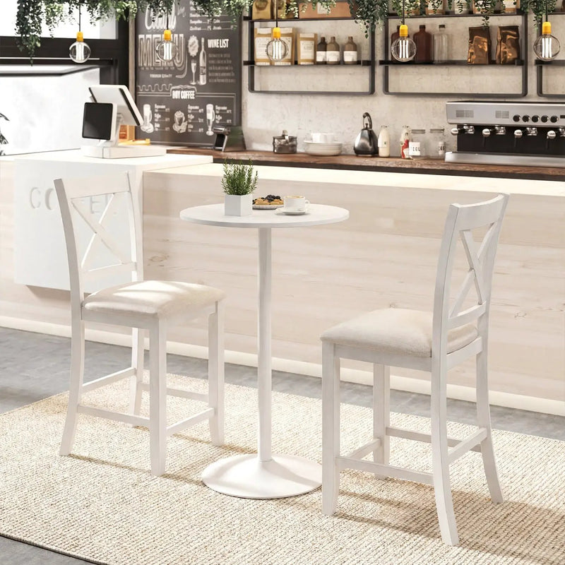 Counter Height Bar Stools Set of 4 with Footrest - White by DirectDeals
