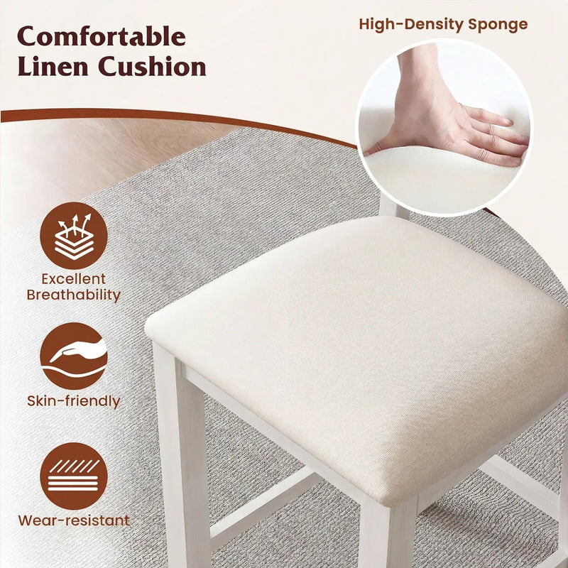 Counter Height Bar Stools Set of 4 with Footrest - White by DirectDeals