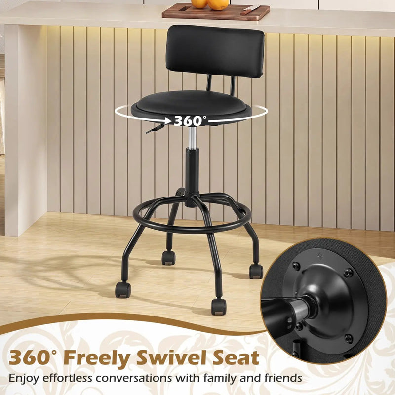 Swivel Bar Stool with Backrest - Height Adjustable by DirectDeals
