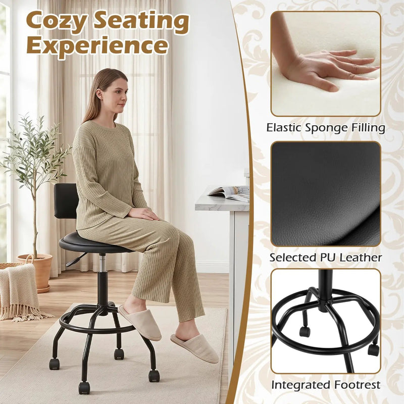 Swivel Bar Stool with Backrest - Height Adjustable by DirectDeals