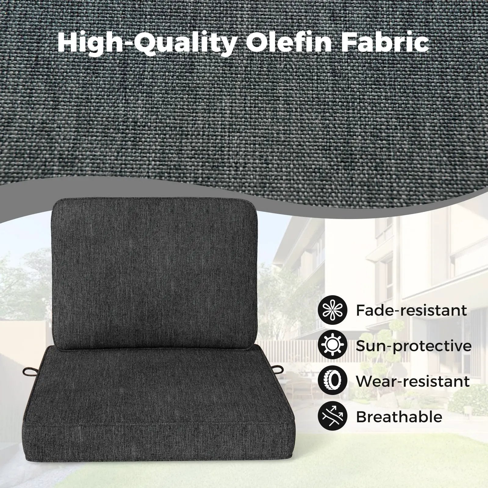 Set of 4 Outdoor Patio Cushion Set with Removable Covers by DirectDeals