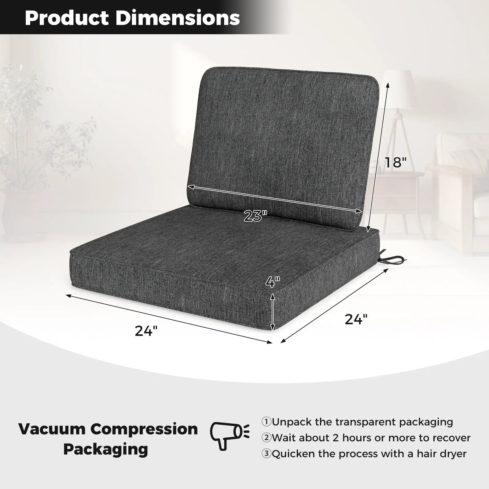 Set of 4 Outdoor Patio Cushion Set with Removable Covers by DirectDeals